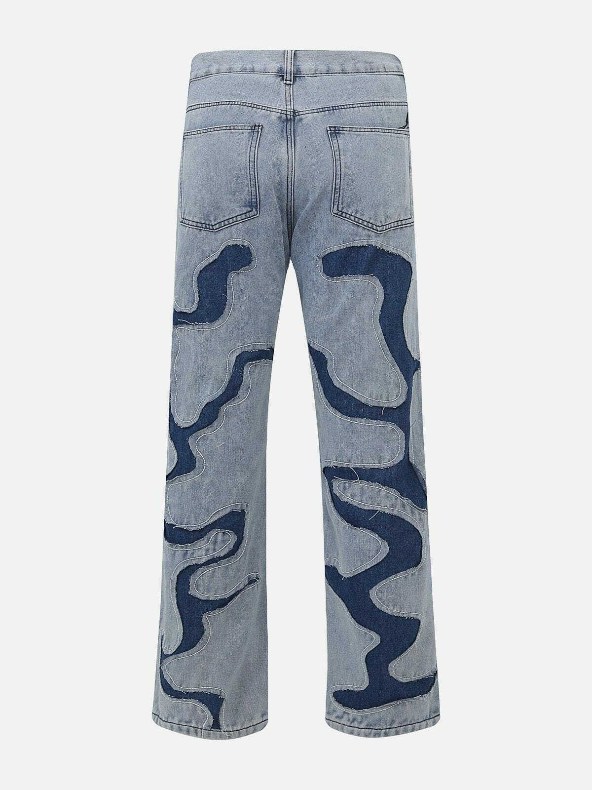 Y2K Patchwork Clash Jeans: Embrace Grunge Aesthetic with Vintage Vibes & Cute Style