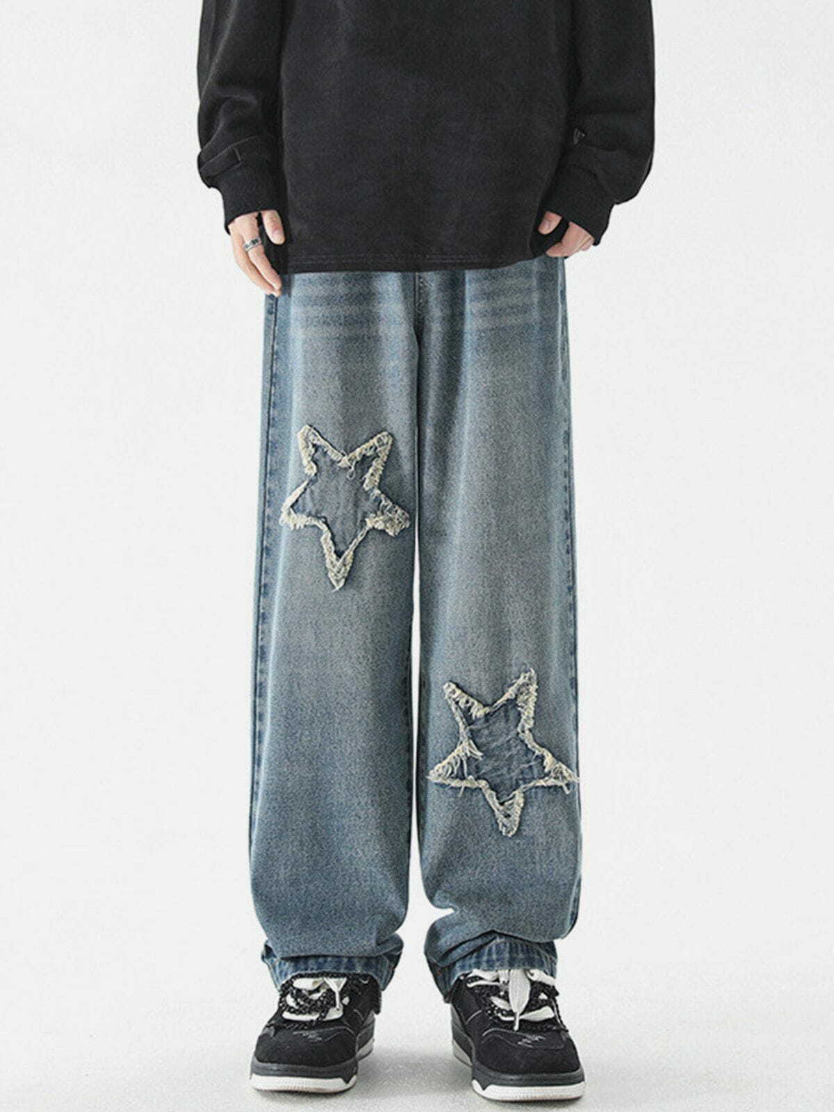 Y2K Patchwork Jeans: Trendy Grunge Style with Aesthetic Vibes for Unique Outfits