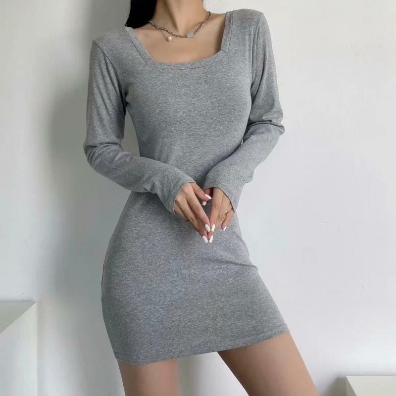 Y2K Square Collar Long Sleeve Mini Dress - Coquette Aesthetic Party Outfit for Trendy Looks