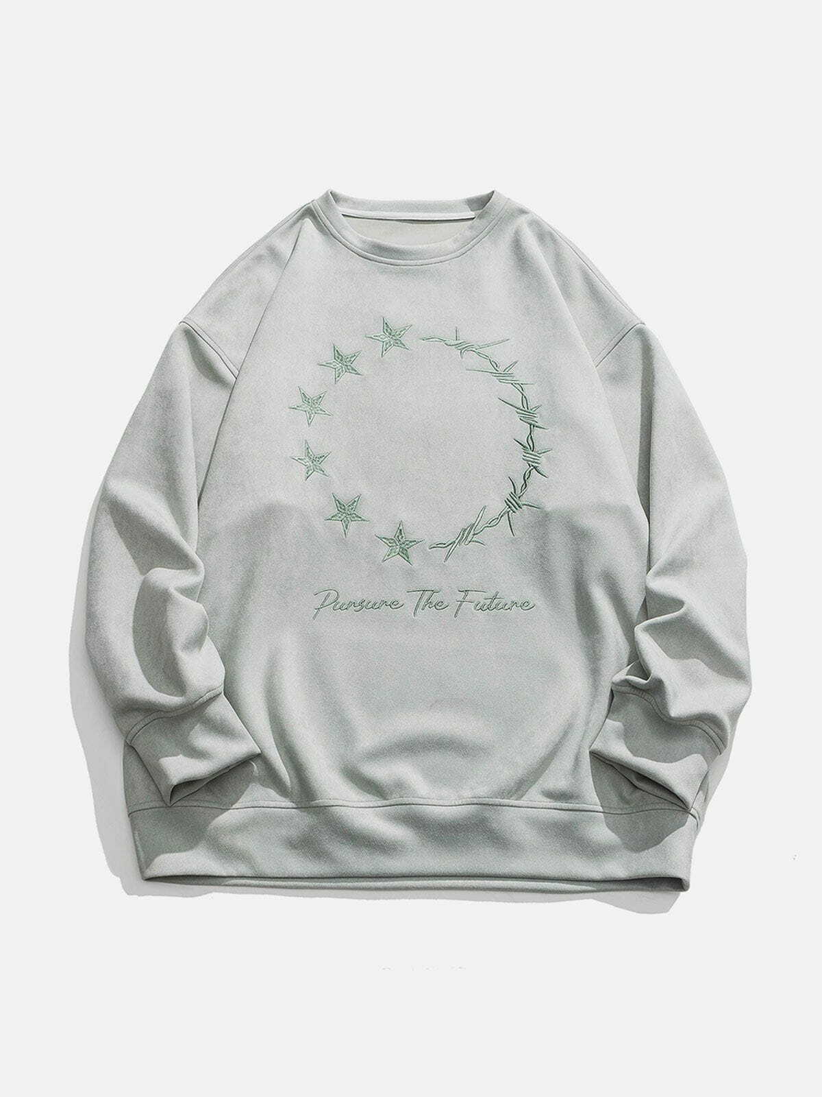 Y2K Star Embroidery Sweatshirt - Cute Aesthetic Hoodie for Coquette & Grunge Styles