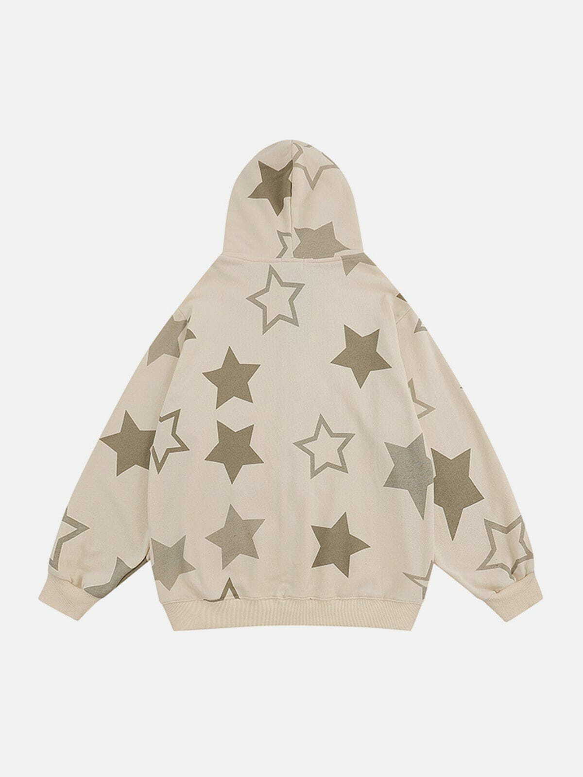 Y2K Star Print Zipper Hoodie - Cute Comfy Layer for Grunge Aesthetic & Coquette Style