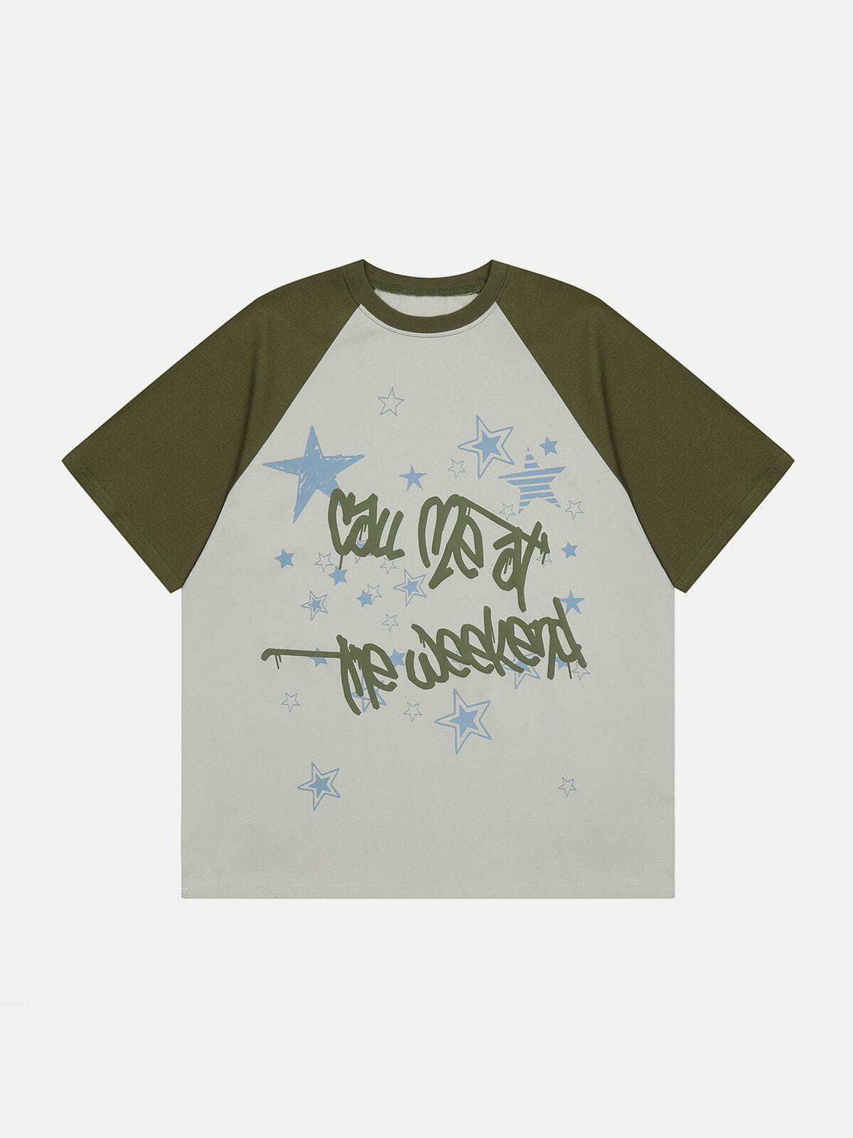 Y2K Stars Graffiti Print Tee - Cute Top for Coquette Aesthetic & Grunge Style Lovers