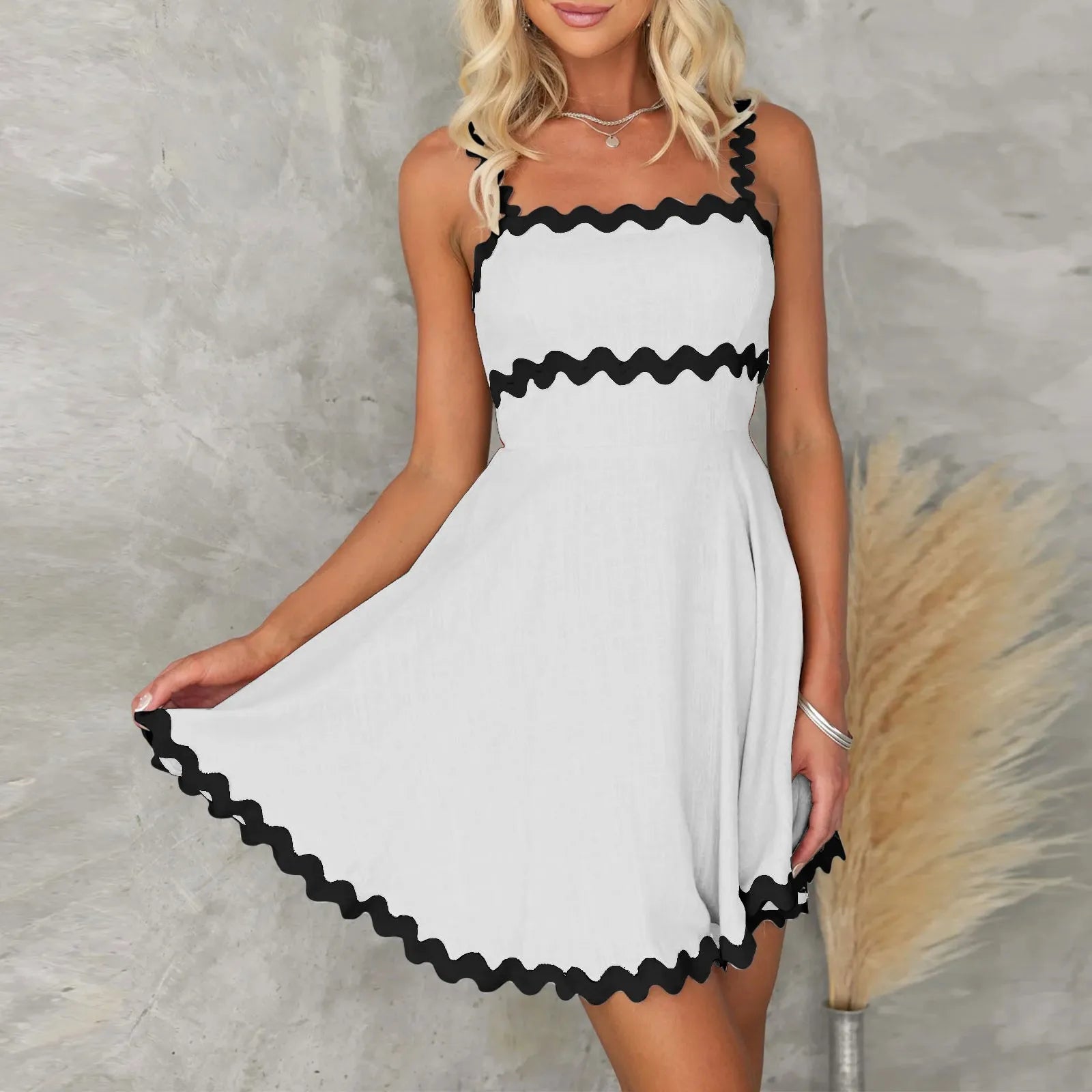 Y2K Striped Backless Mini Dress - Elegant Sleeveless Spaghetti Strap Party Outfit