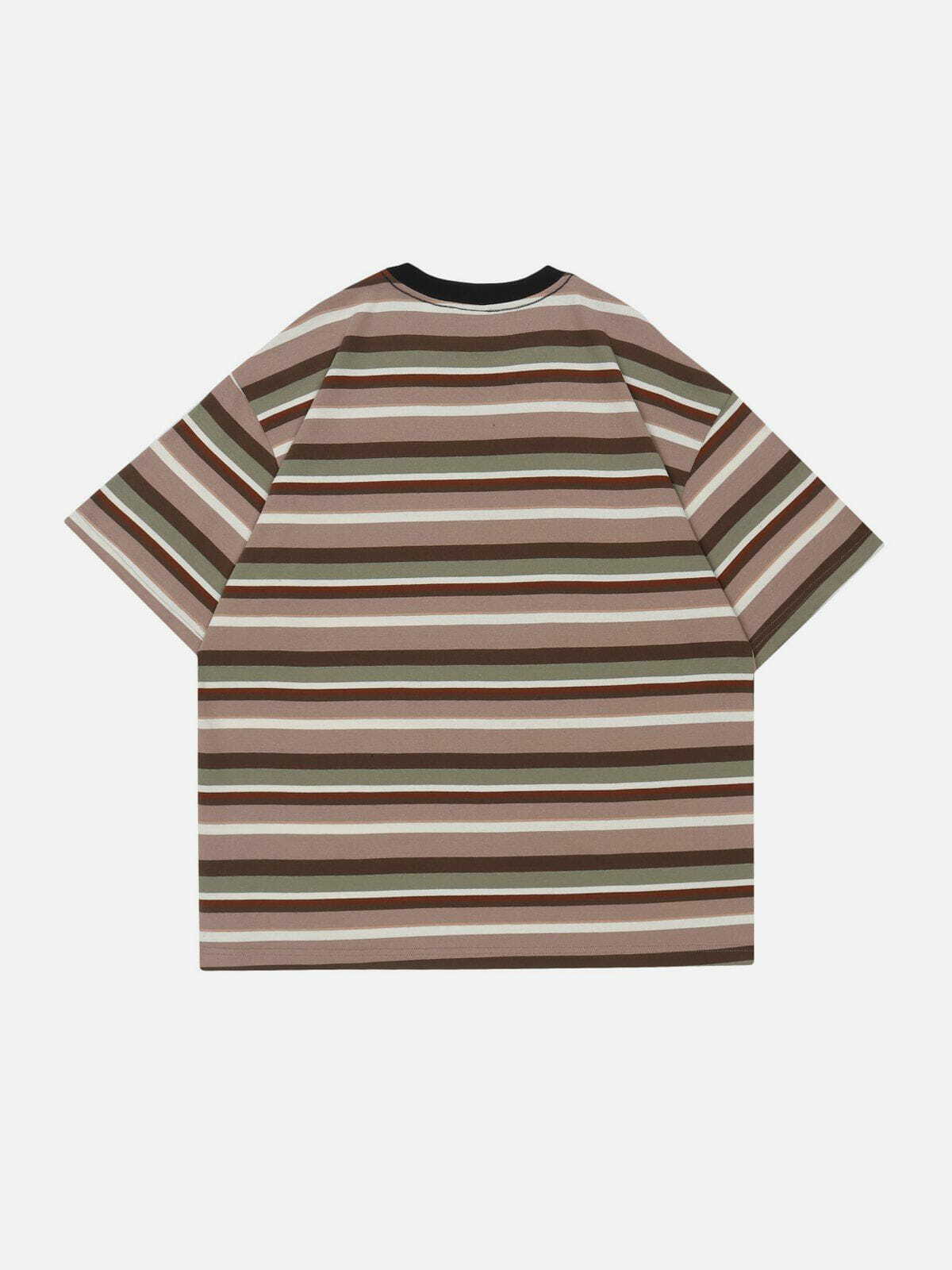 Y2K Striped Clash Tee - Cute Grunge Aesthetic Top for Vintage Vibes & Aesthetic Outfits