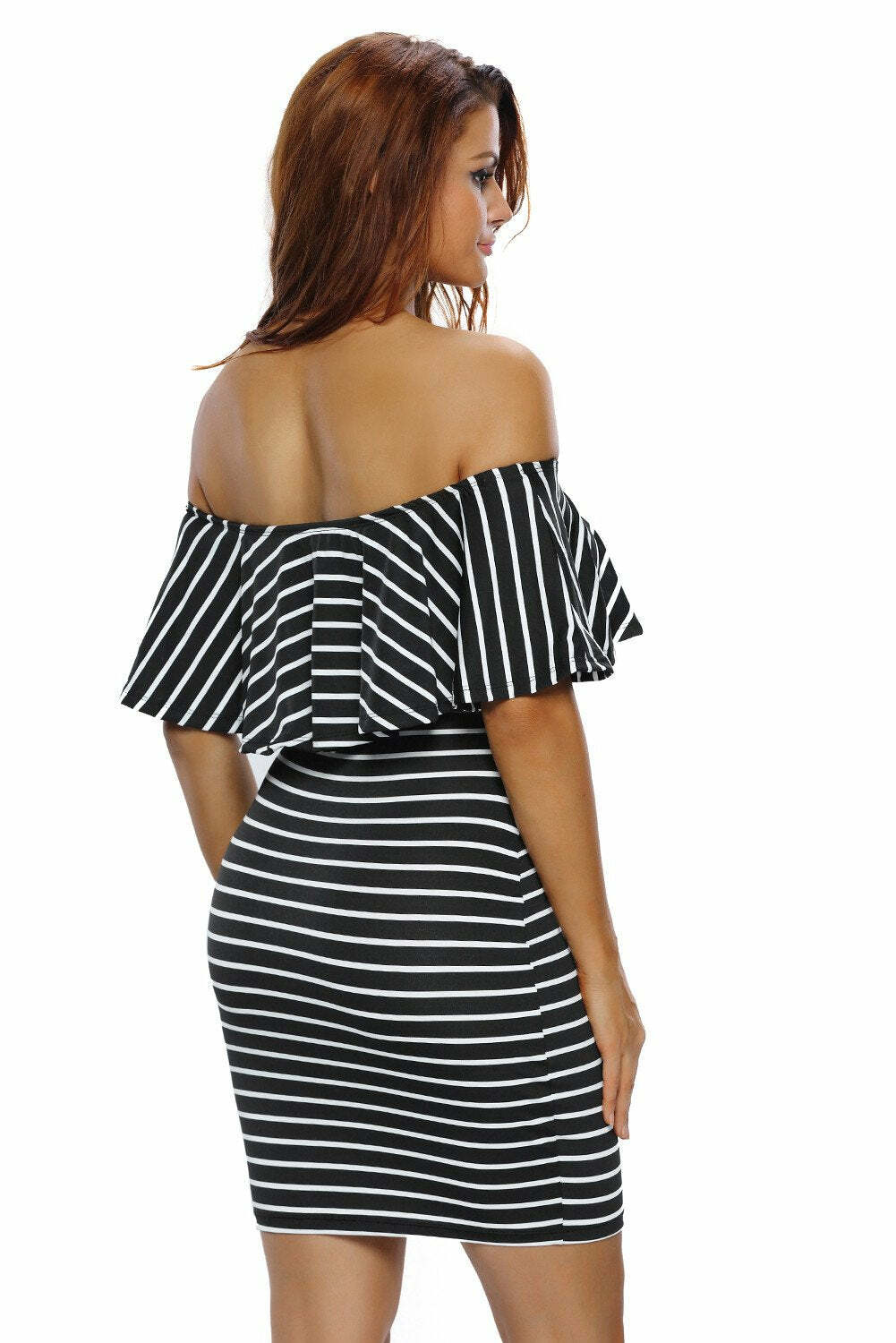 Y2K Striped Off-Shoulder Bodycon Dress - Cute Coquette & Grunge Aesthetic Fashion