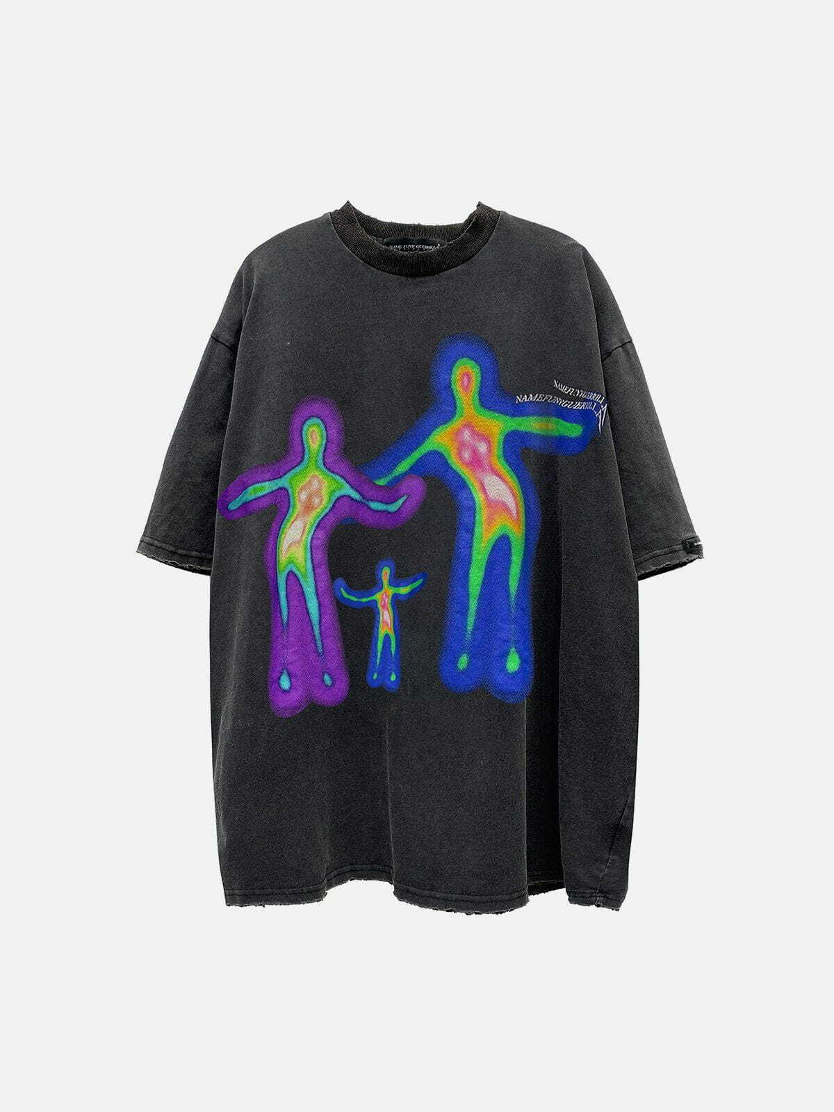 Y2K Thermal Imaging Print Tee - Grunge Aesthetic Top for Cute Outfits & Comfy Style