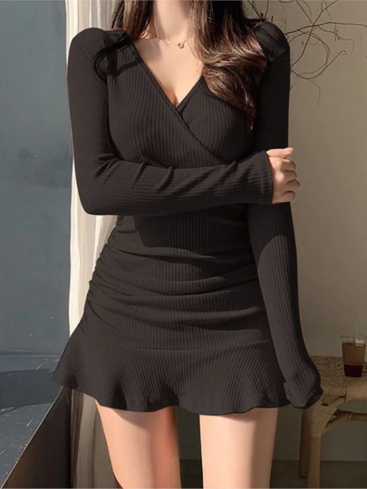 Y2K V-Neck Mini Dress with Cargo Skirt - Coquette Aesthetic & Grunge Style Fashion