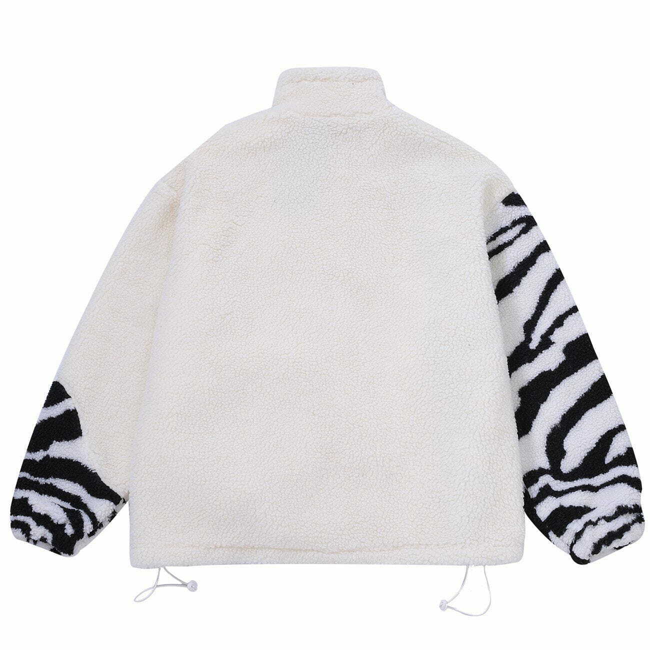 Zebra Print Sherpa Winter Coat - Y2K Fashion, Cozy Aesthetic, Cute Layering Essential