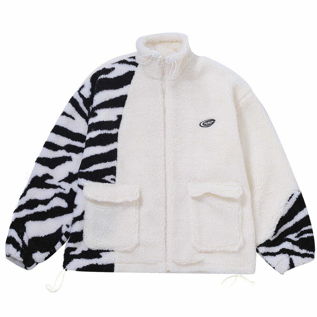 Zebra Print Sherpa Winter Coat - Y2K Fashion, Cozy Aesthetic, Cute Layering Essential